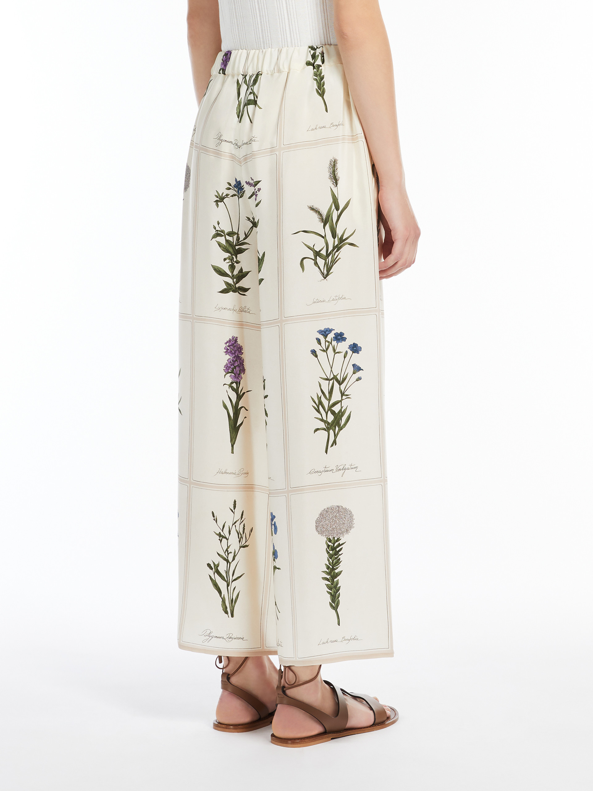 Weekend Max Mara Printed Silk Lory Wide-leg Pant In White