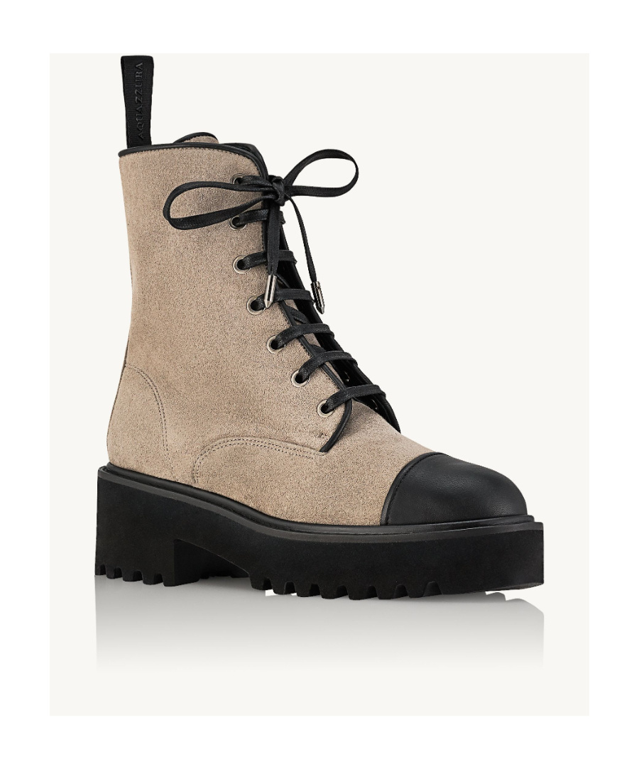 Aquazzura Desert Suede Lace-up Boots In Nude