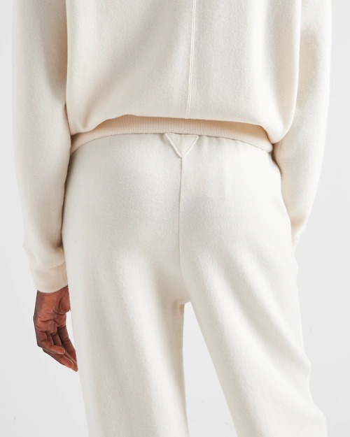 Prada Drawstring Knitted Trousers In White