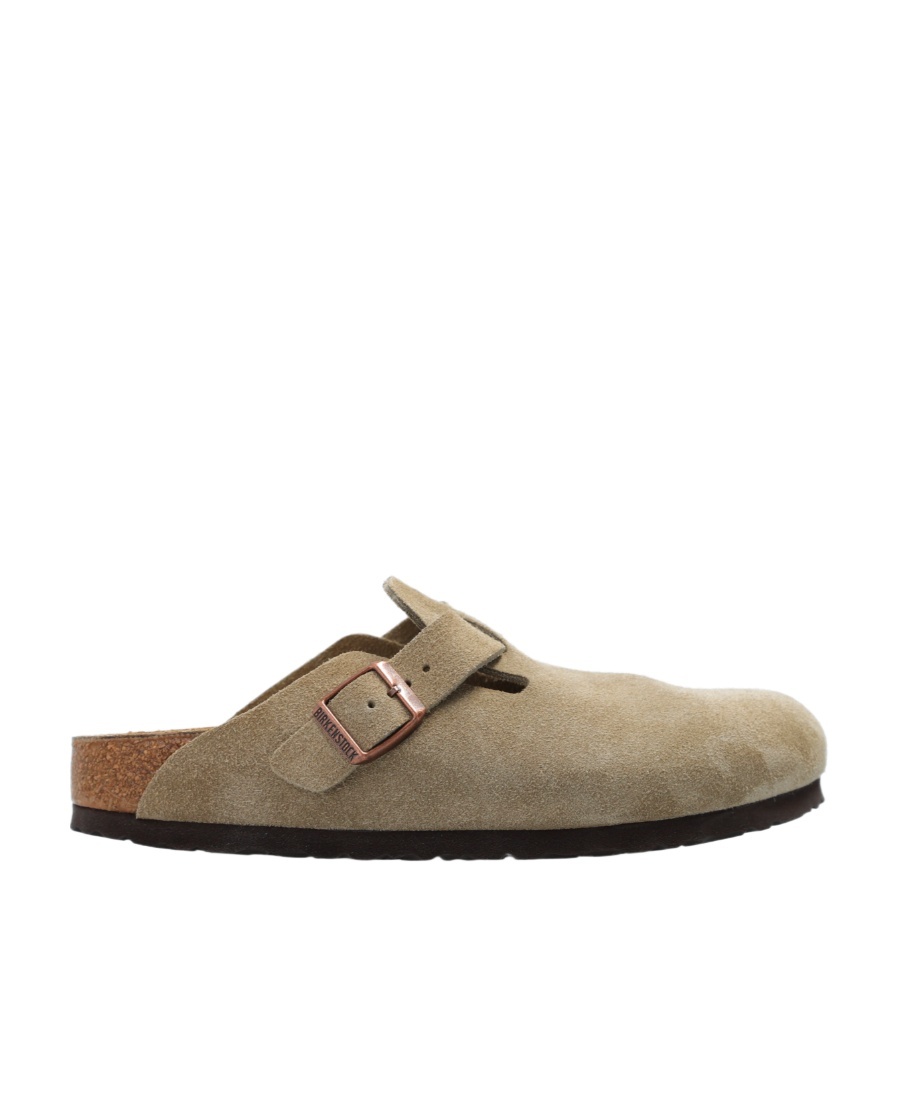 Birkenstock Boston Suede Slippers In Brown