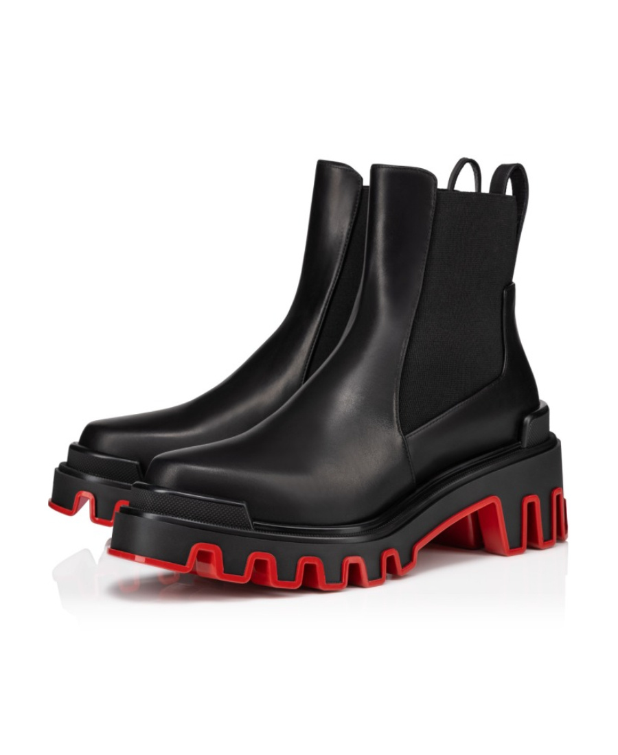 Christian Louboutin Marchacroche Black Leather Ankle Boots In Black