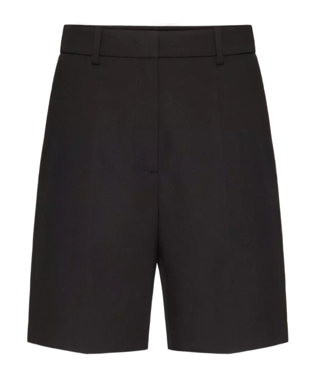 Valentino Garavani Midnight Blue Stretch Cotton Bermuda Shorts In Black