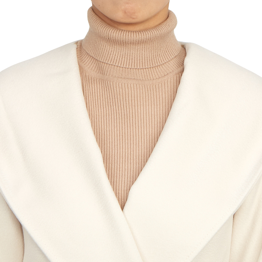 Max Mara Long-sleeved Lapel Coat In White
