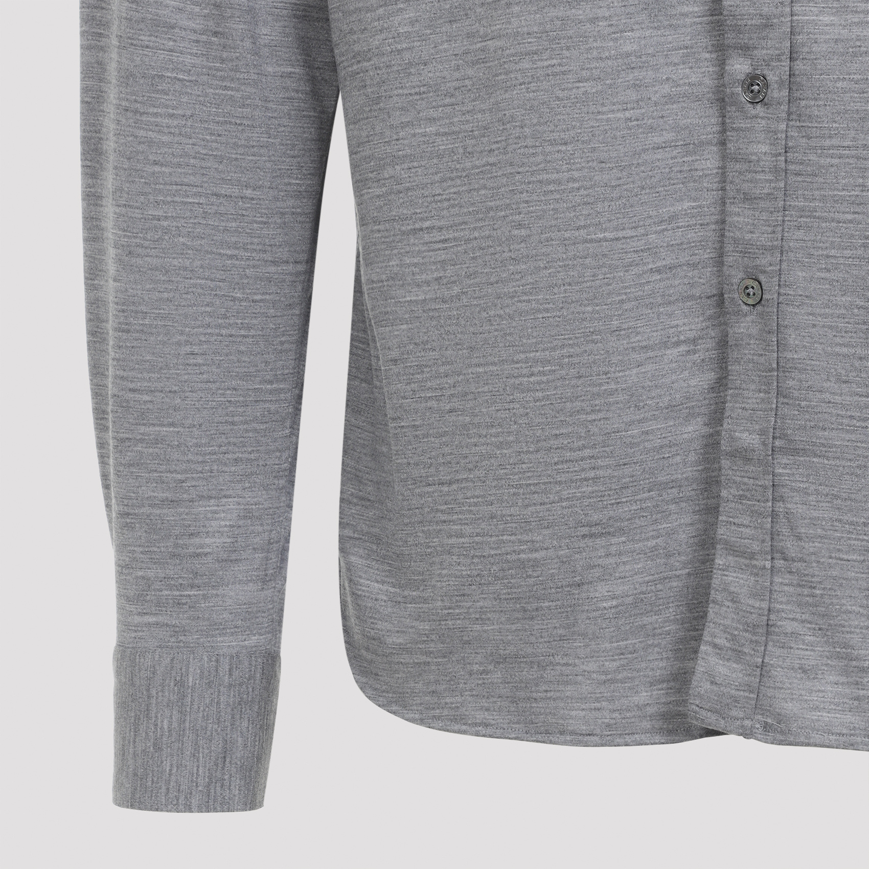 Canali Classic Long-sleeve Wool Shirt With Button-down Front In Gray