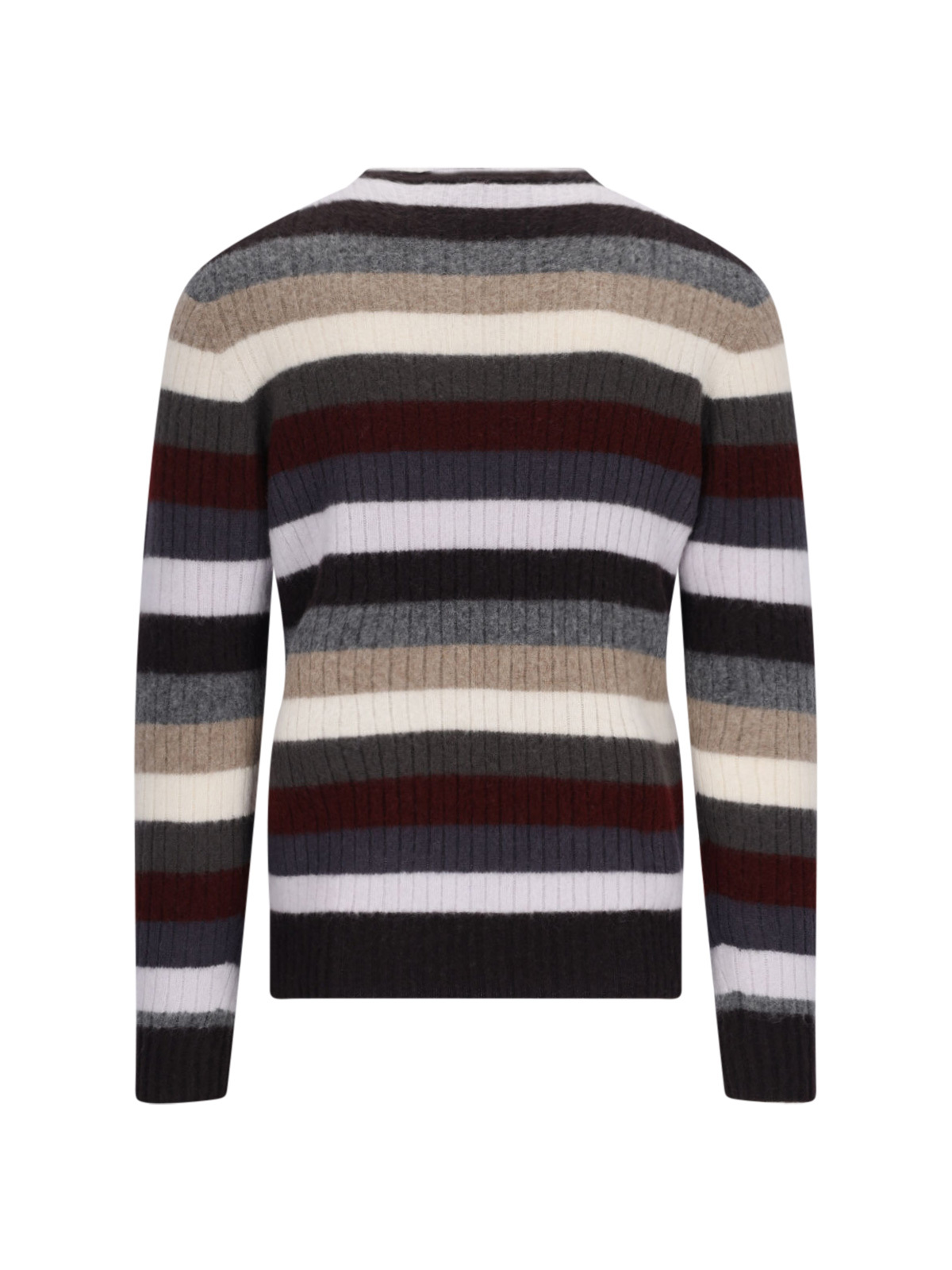 Drumohr Striped Sweater In Multicolor Wool Ribbed Design Striped In Black