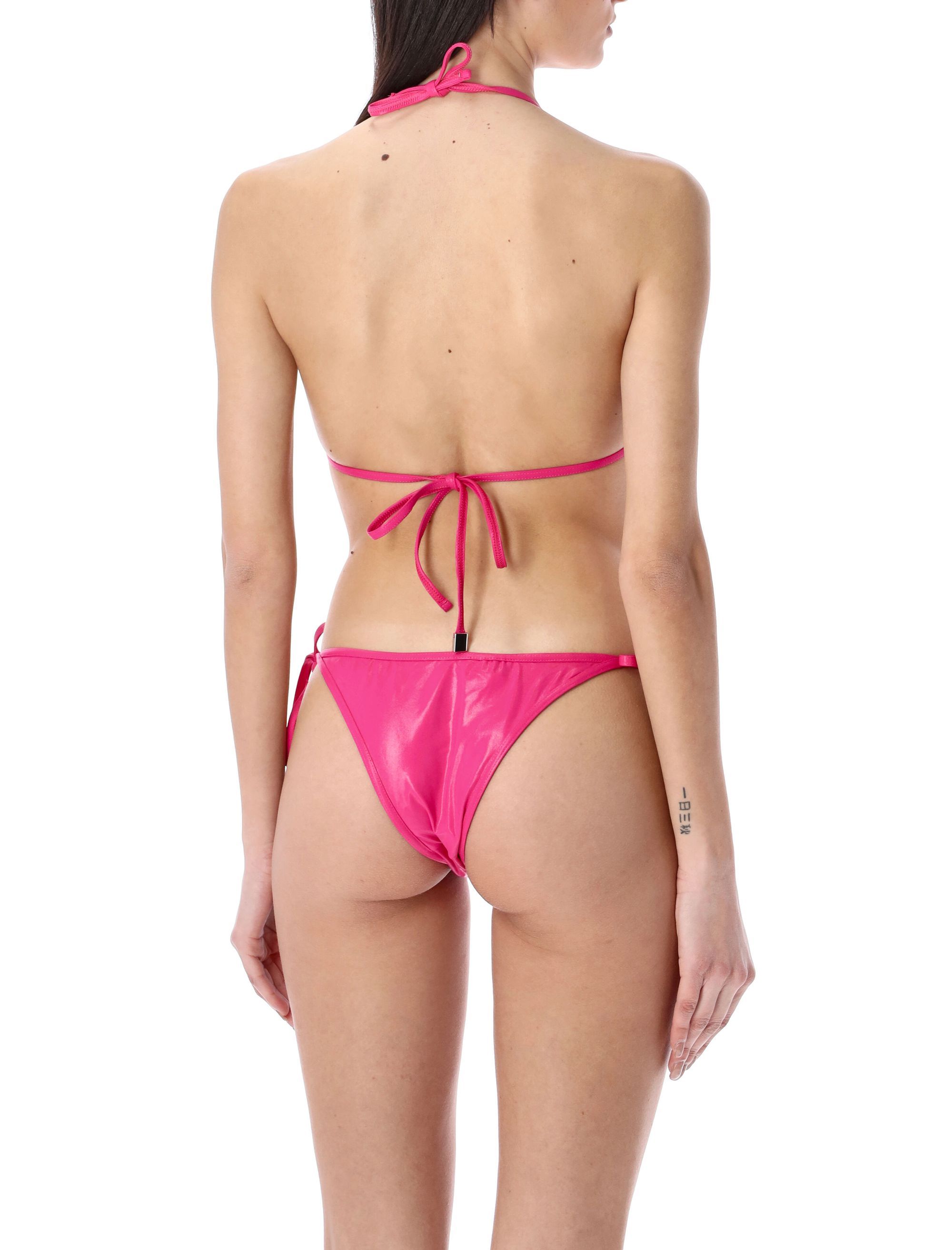 Attico Triangle Cup Side-tie Bikini In Pink