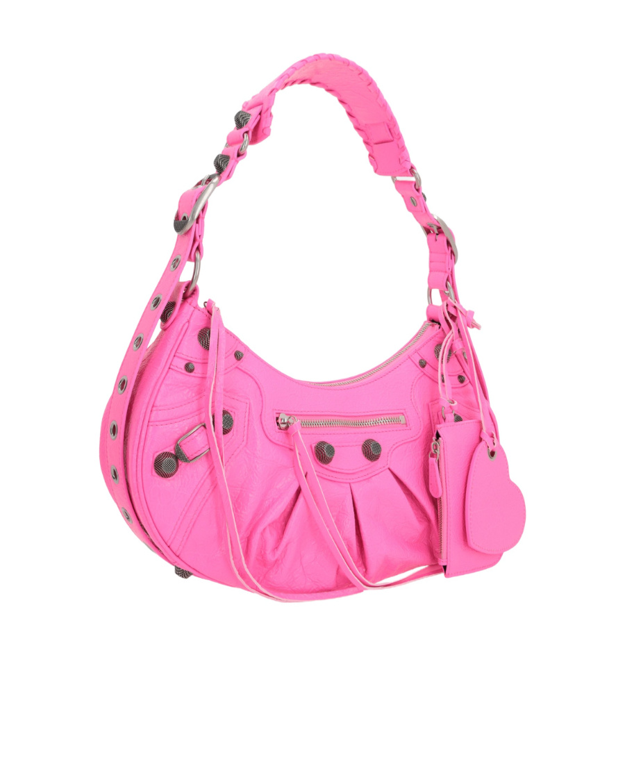 Balenciaga Women Fluo Pink Fabric Le Cagole Xs Shoulder Bag In Pink