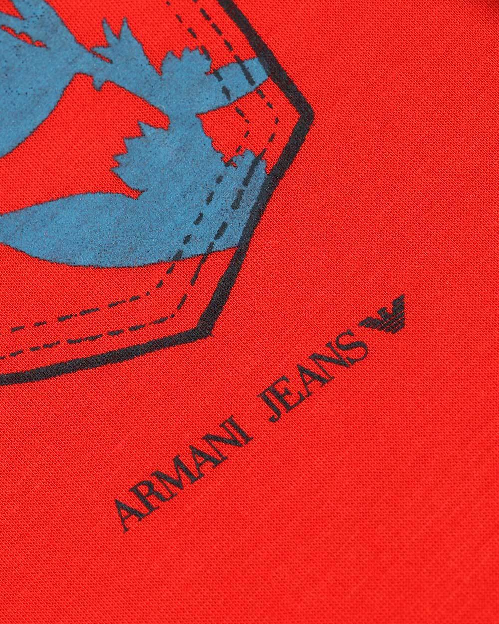 Armani Jeans Round-necked Logo T-shirt In Red