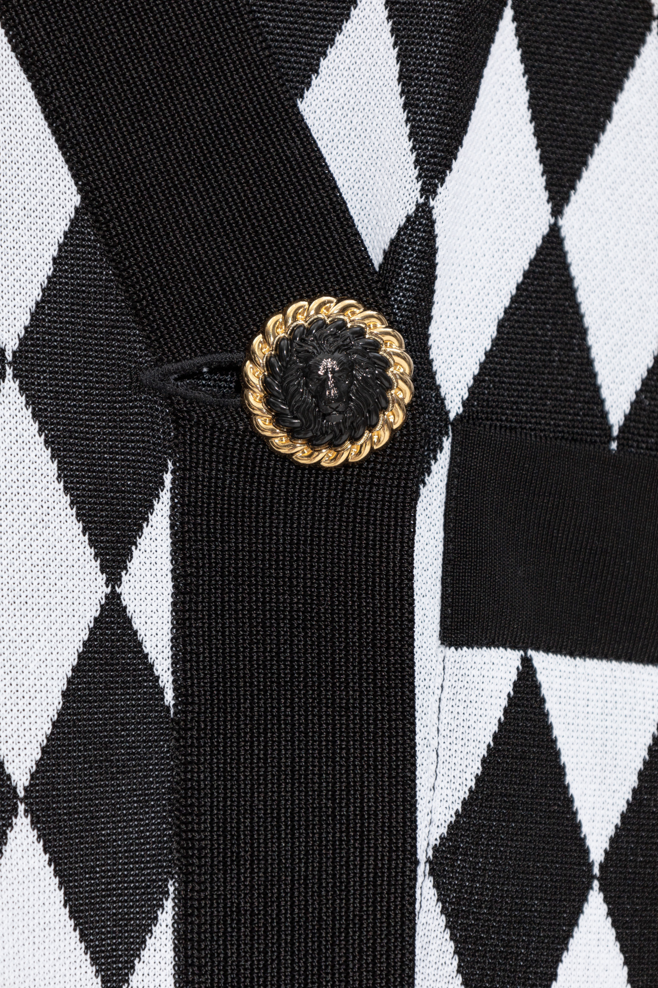 Balmain Diamond Patterned Jacquard Jacket In Black