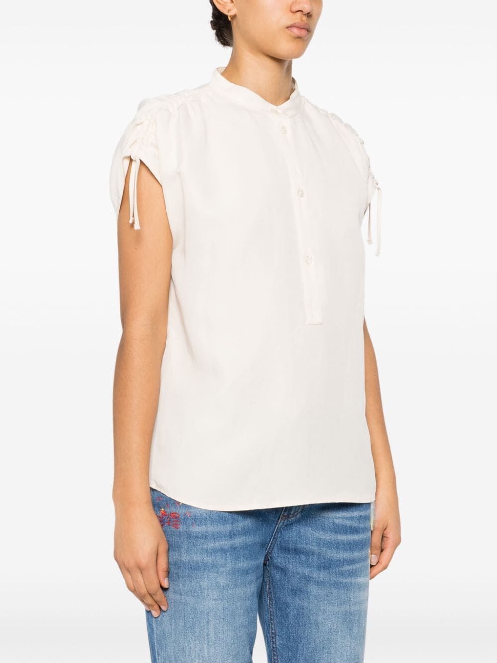 Woolrich Sleeveless Slub Blouse In White