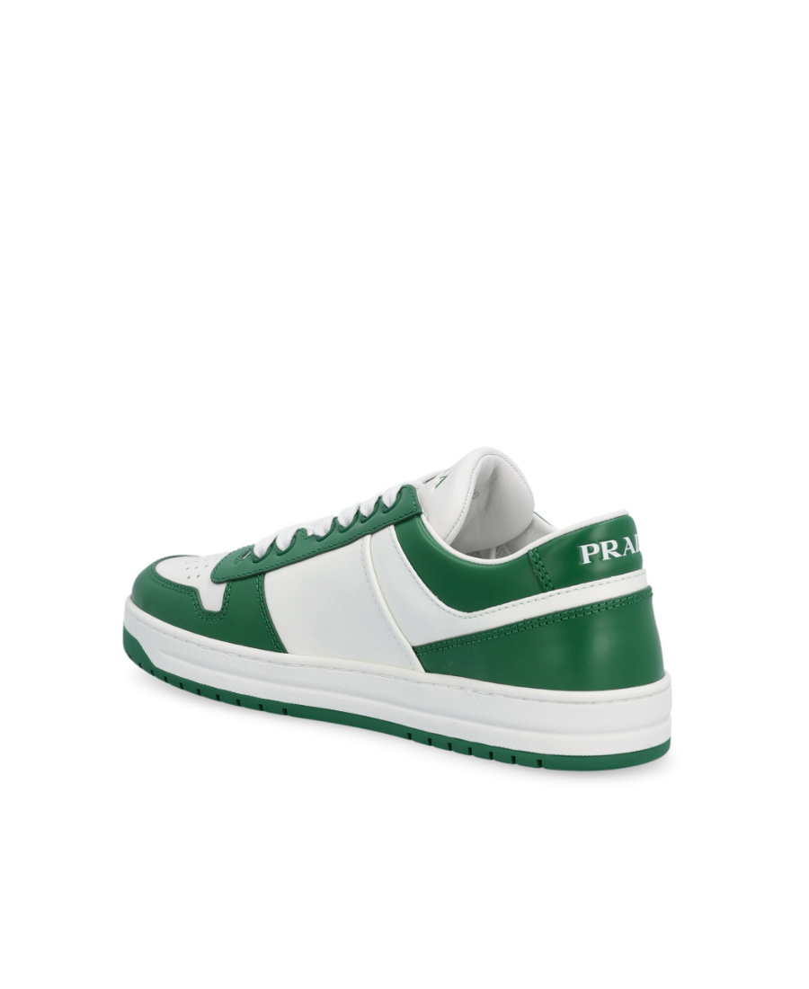 Shop Prada Downtown Leather Sneakers In White