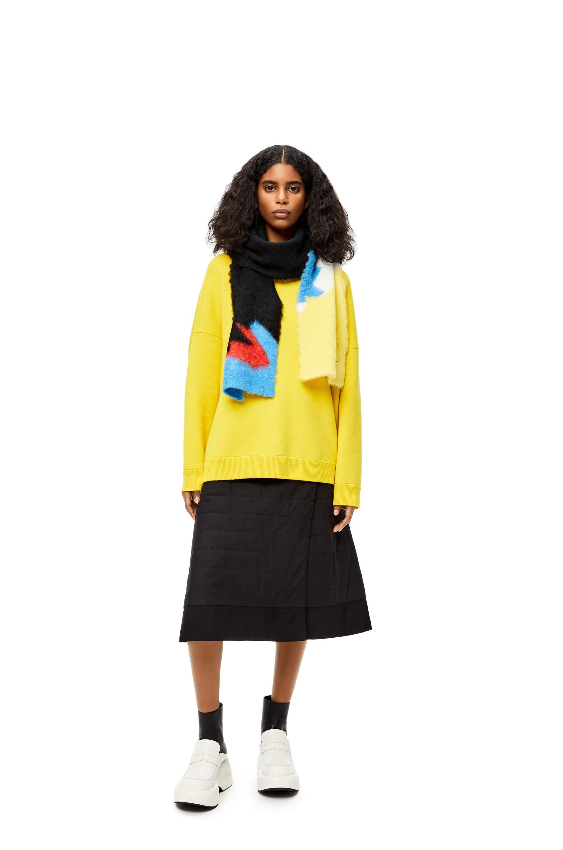 LOEWE COLOUR-BLOCK KNITTED SCARF