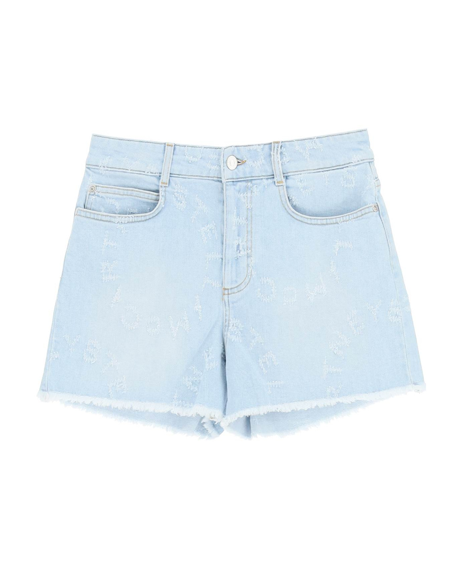 Stella Mccartney Distressed-finish Denim Shorts In White