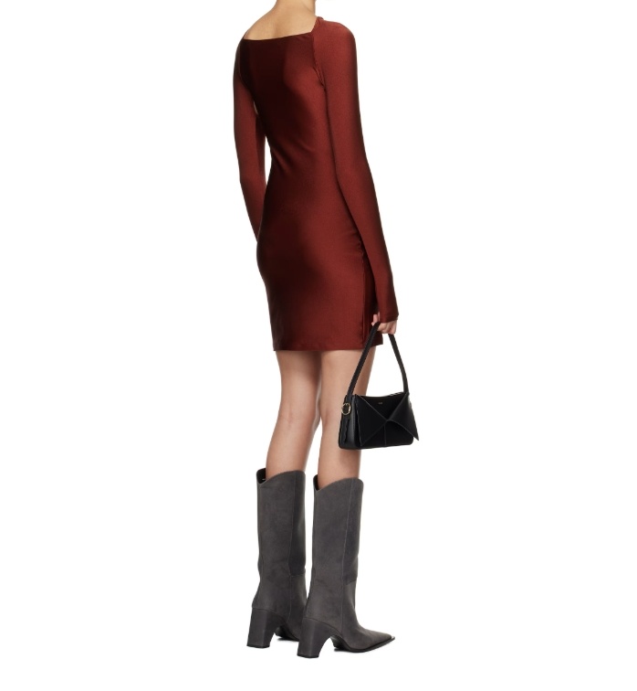 Coperni Burgundy Twisted Cut-out Jersey Minidress In Brown