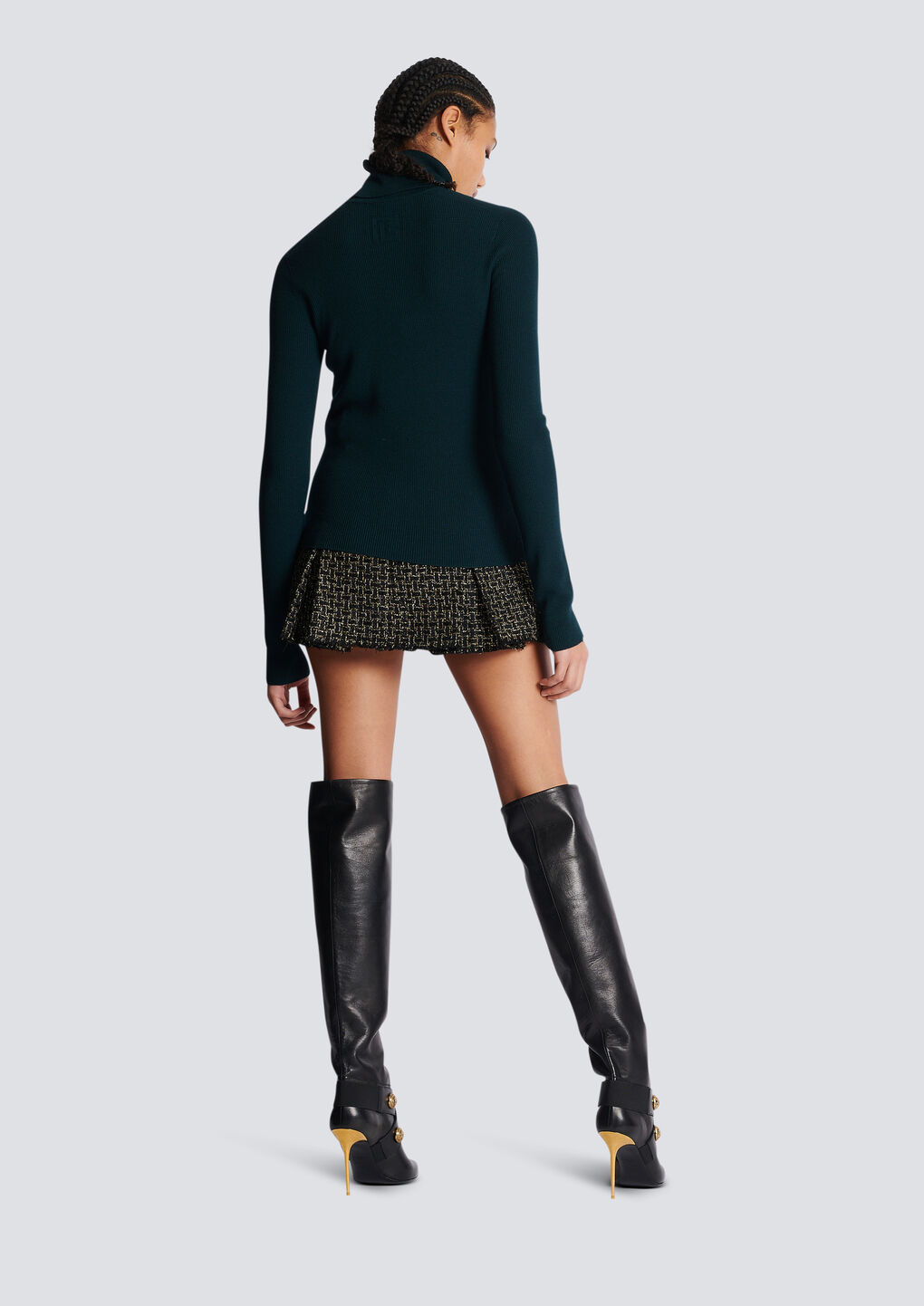 Shop Balmain Fine Knit Turtleneck In Green