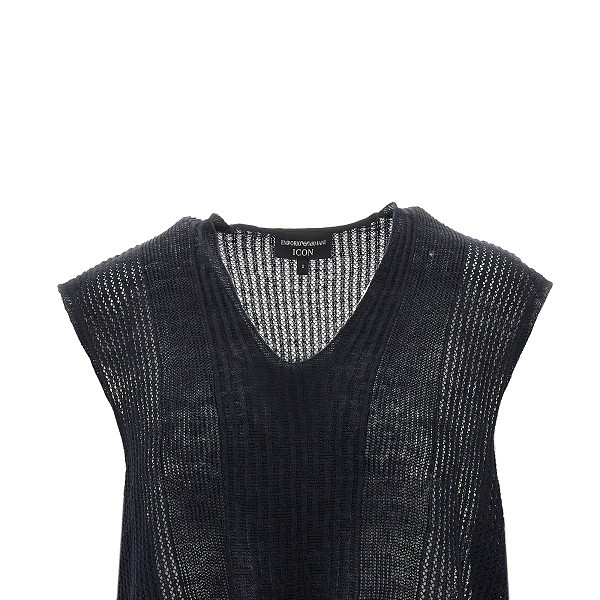Emporio Armani Icon Linen And Cotton Top In Black