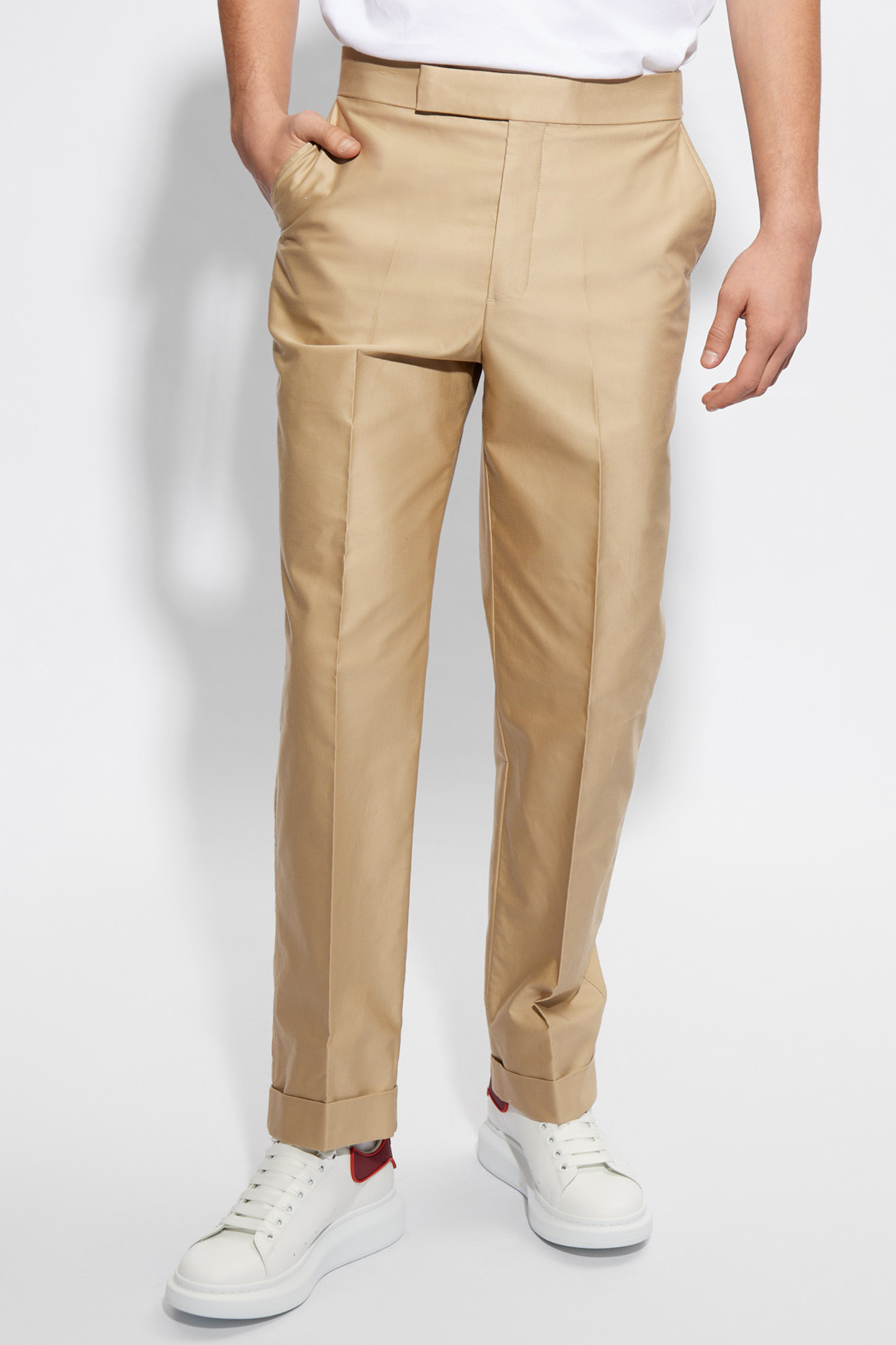 Alexander Mcqueen Mid-rise Straight-leg Trousers In Nude