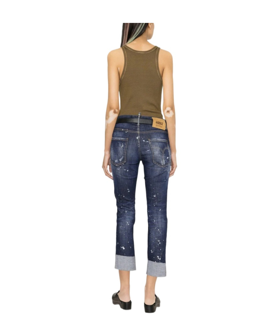 Dsquared2 Distressed Cropped Jeans In Blue