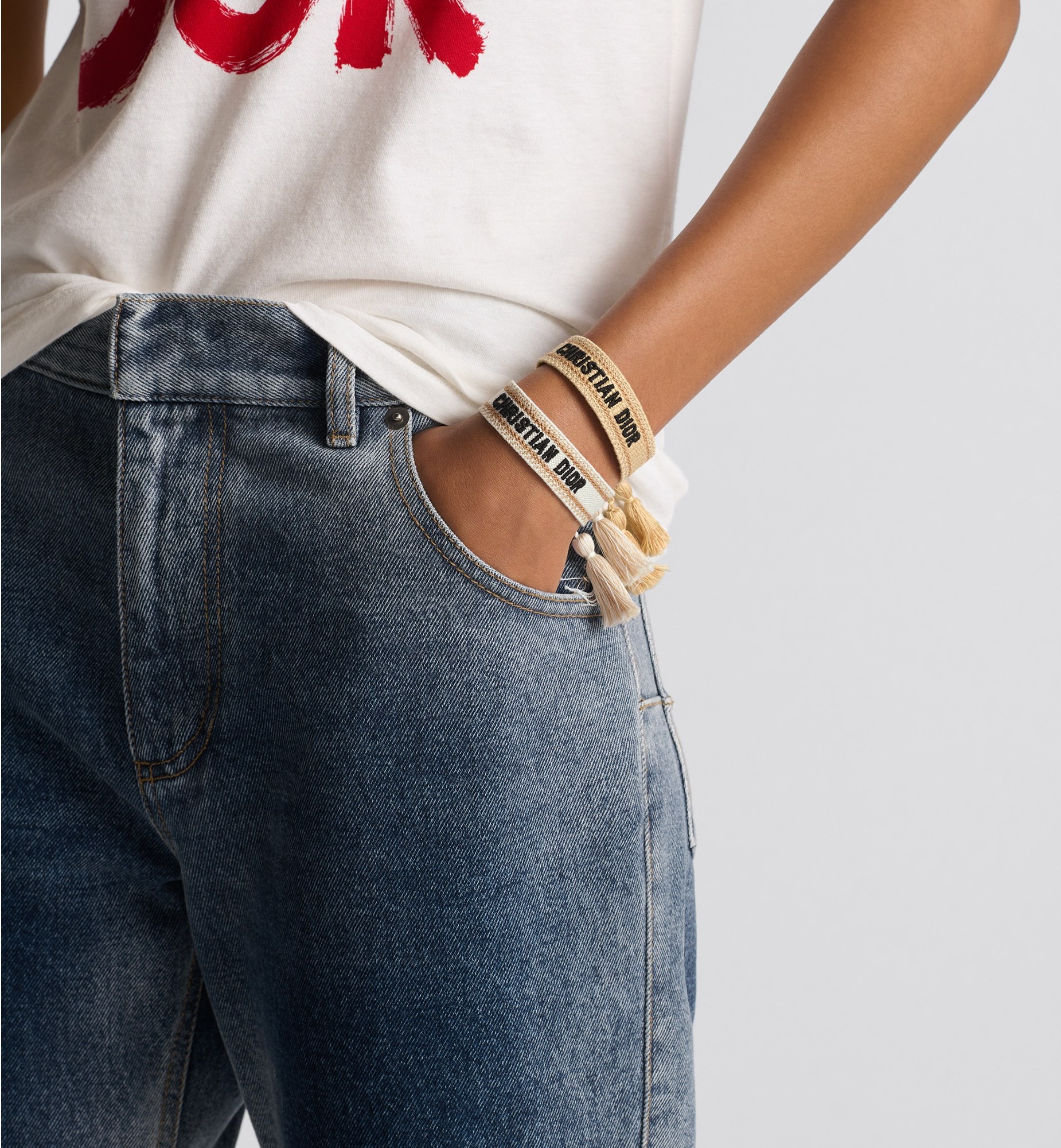 Dior Logo Bracelet 2 Pack In Yellow