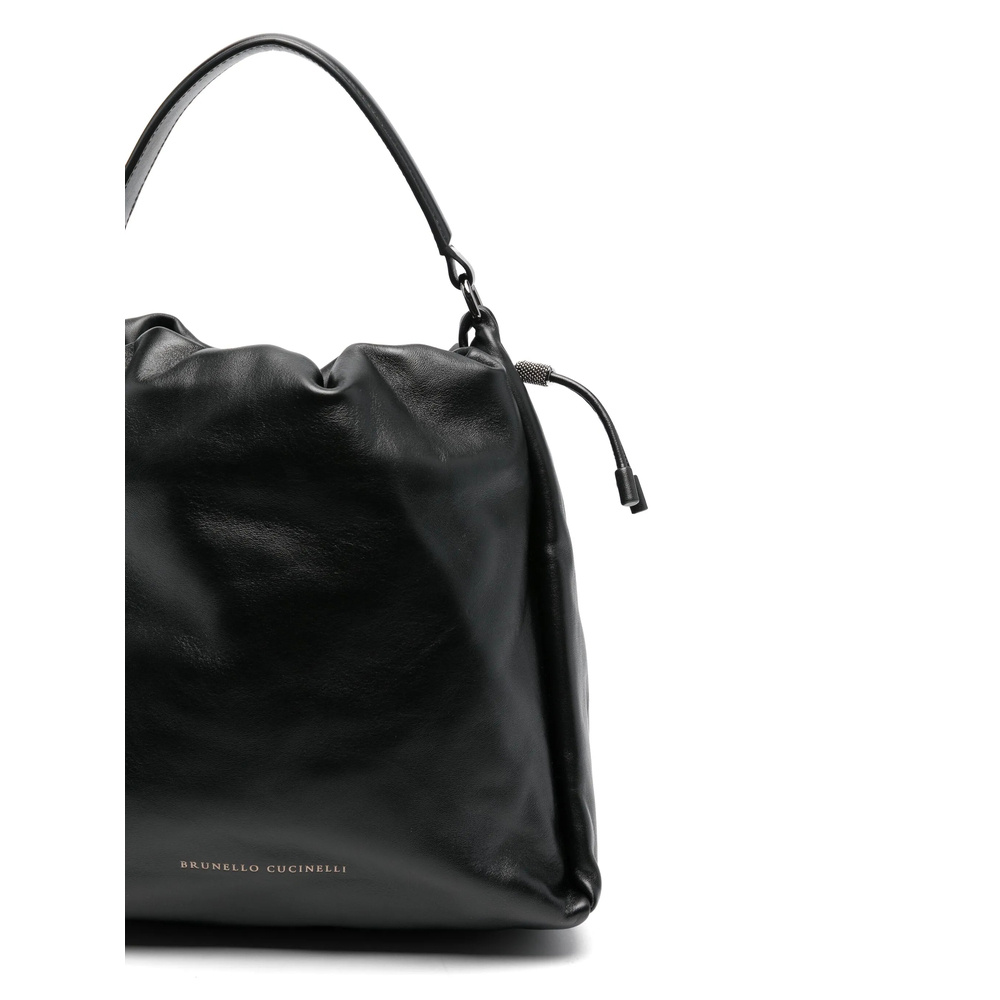 Shop Brunello Cucinelli Drawstring Shoulder Bag In Black