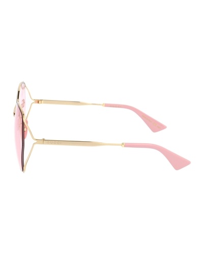 Gucci Fork Oversize Square Sunglasses In White