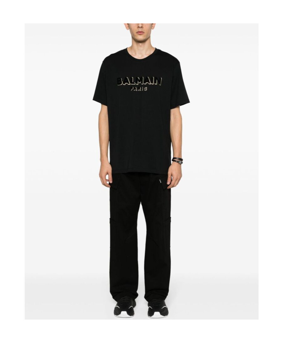Balmain Logo-print Organic Cotton T-shirt In Black