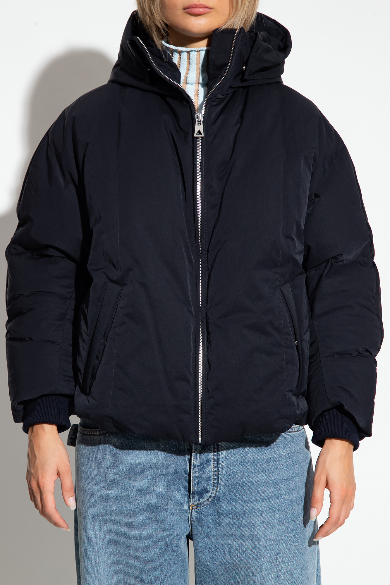 Bottega Veneta Long-sleeved Down Jacket In Black
