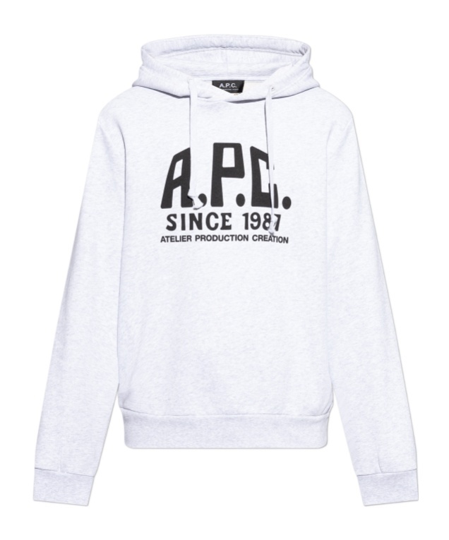 Apc A.p.c. Logo Printed Drawstring Hoodie In White