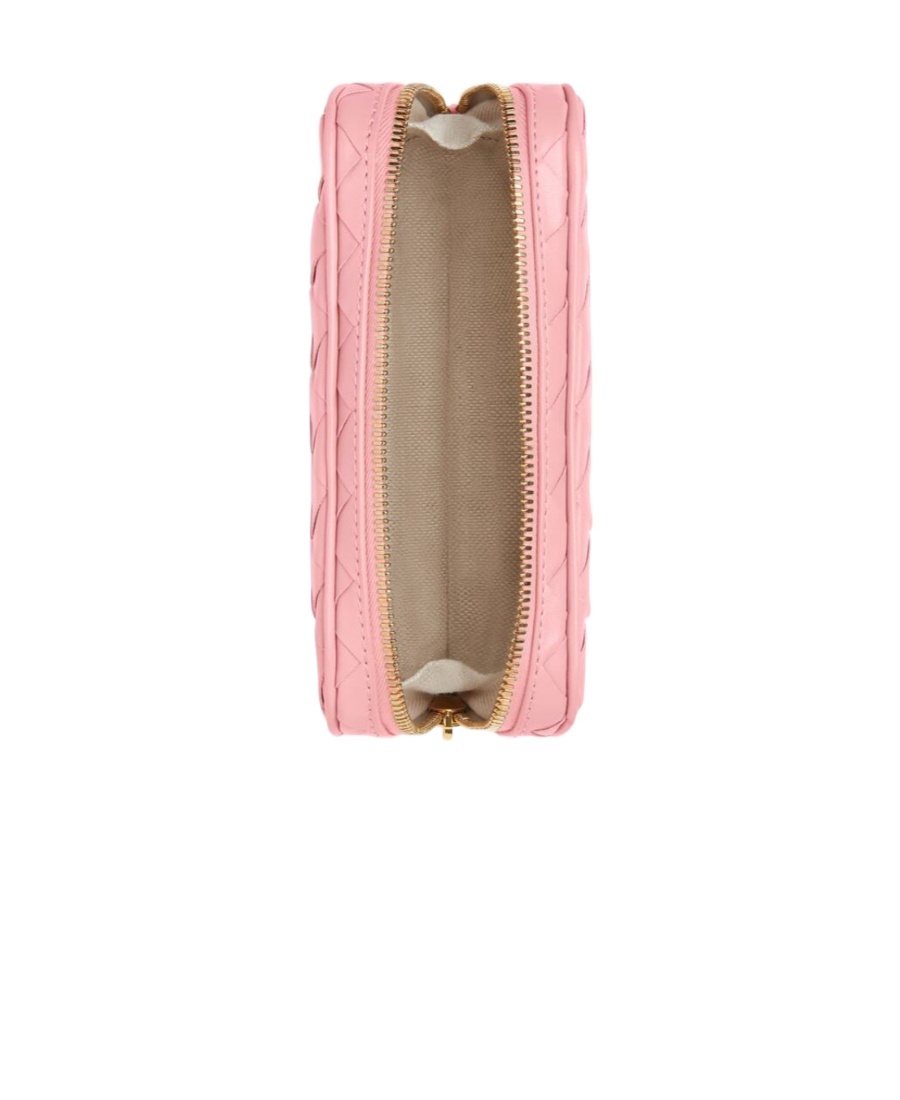 Bottega Veneta Small Intreciato Zipper Clutch In Pink