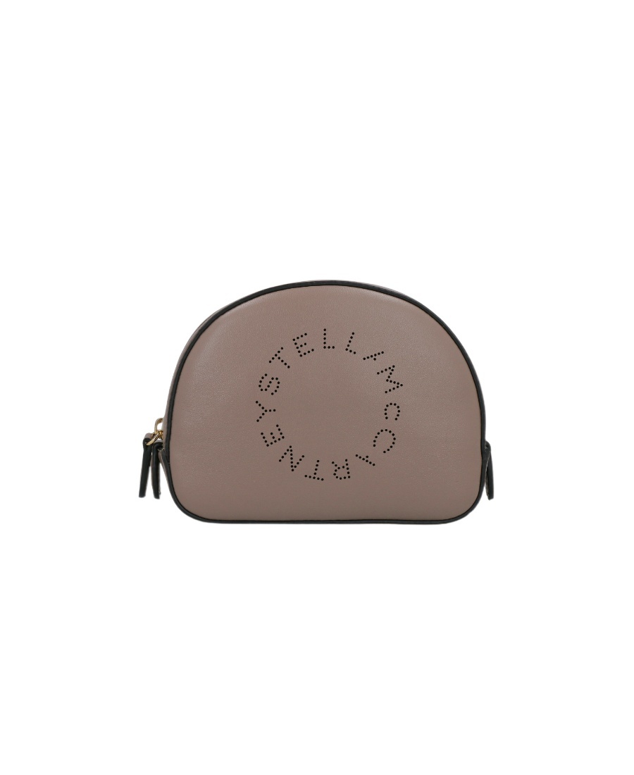 Stella Mccartney Cut Out-logo Zip-up Make Up Bag In Gray