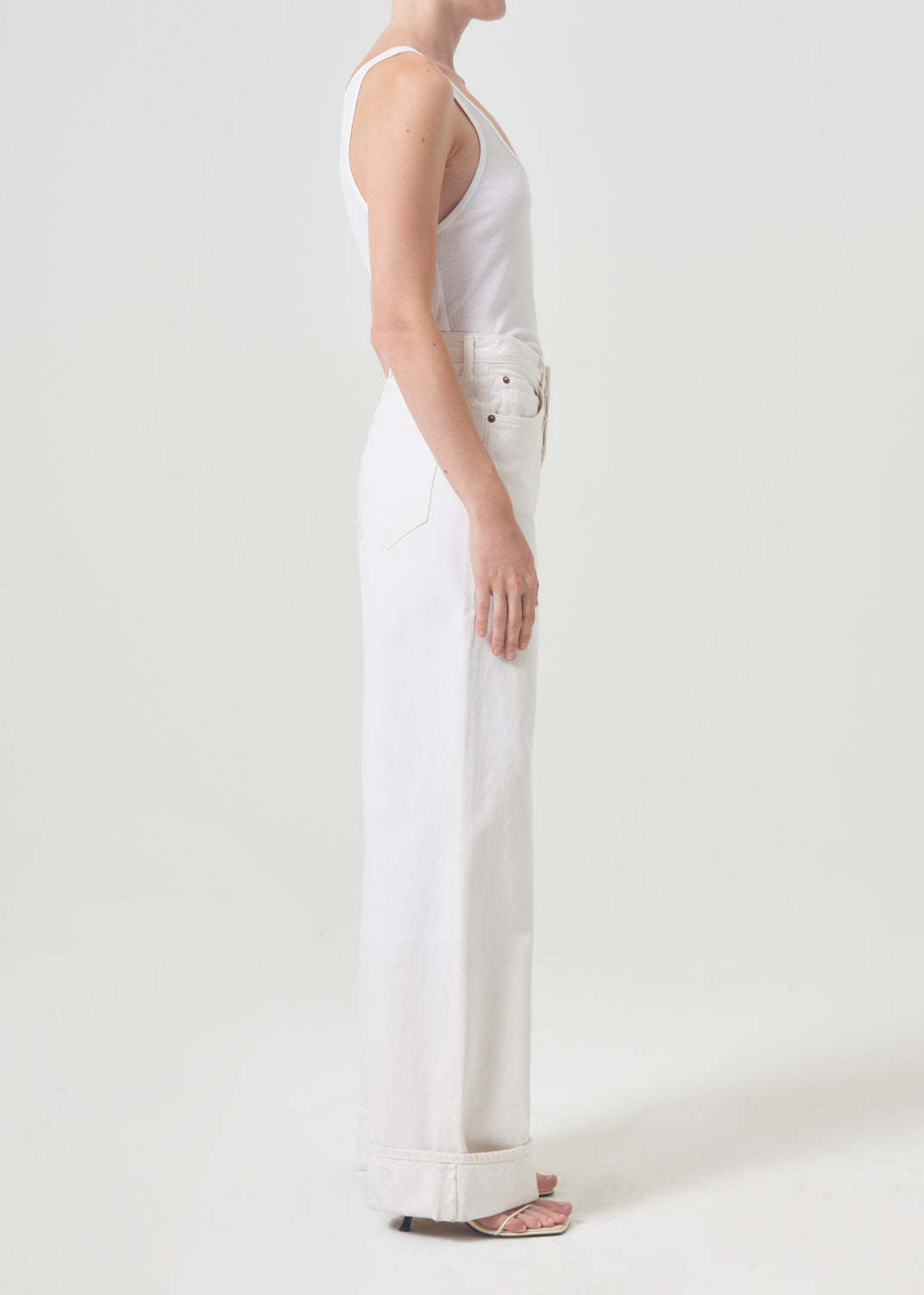 Agolde Dame Wide Leg Jeans In White