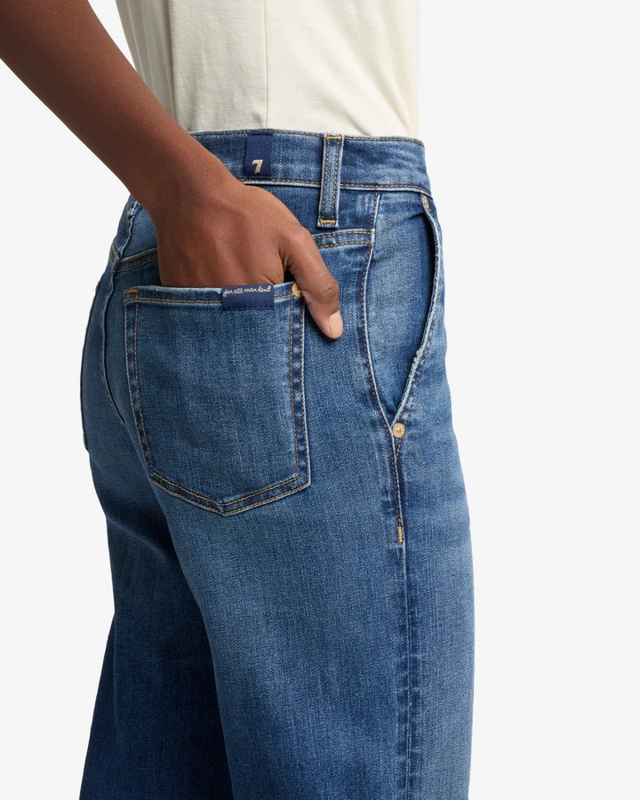 7 For All Mankind Wide-leg High-waist Jeans With Vintage Fading In Blue