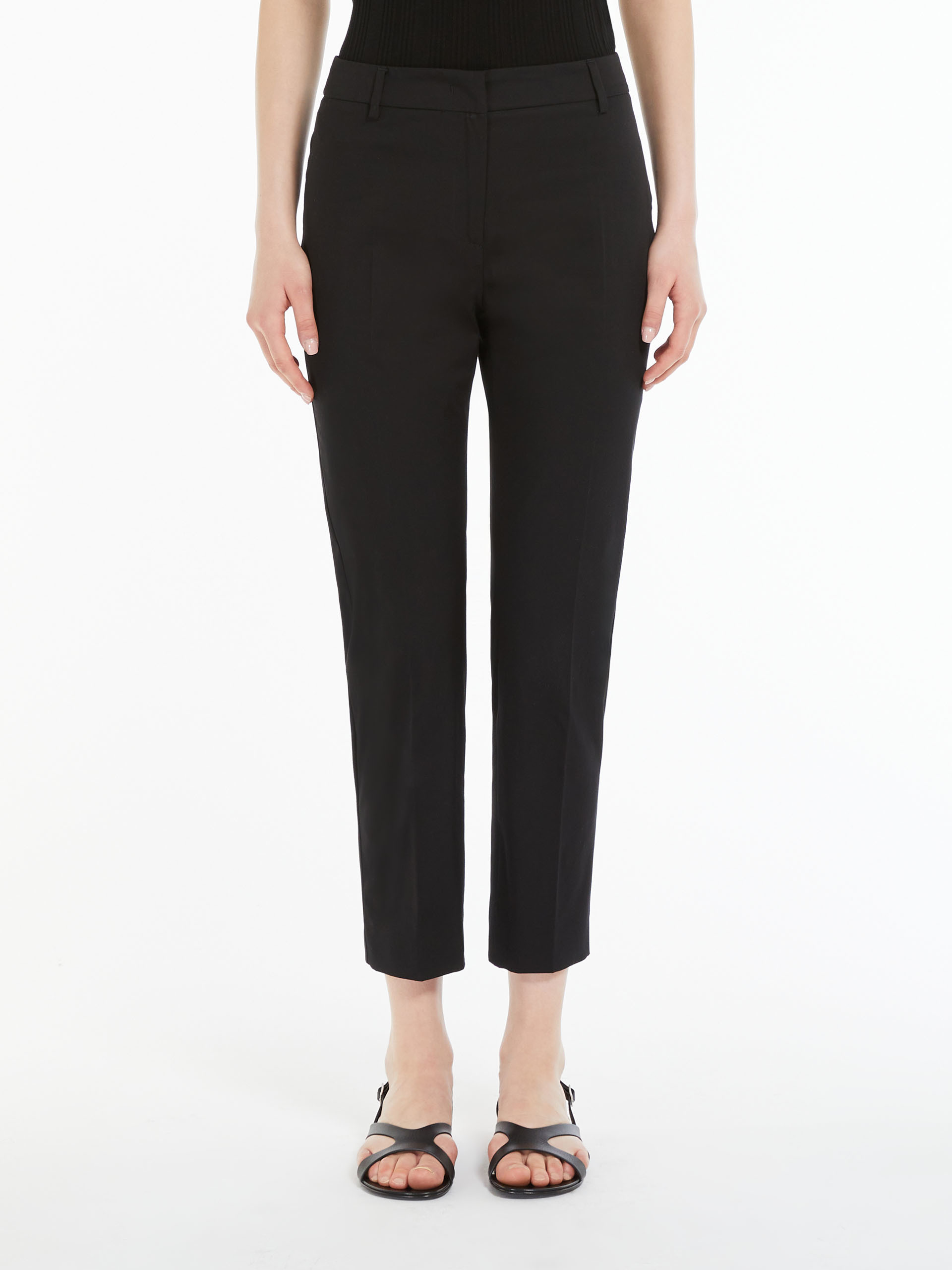 Weekend Max Mara Slim-fit Stretch Cotton Pants In Black