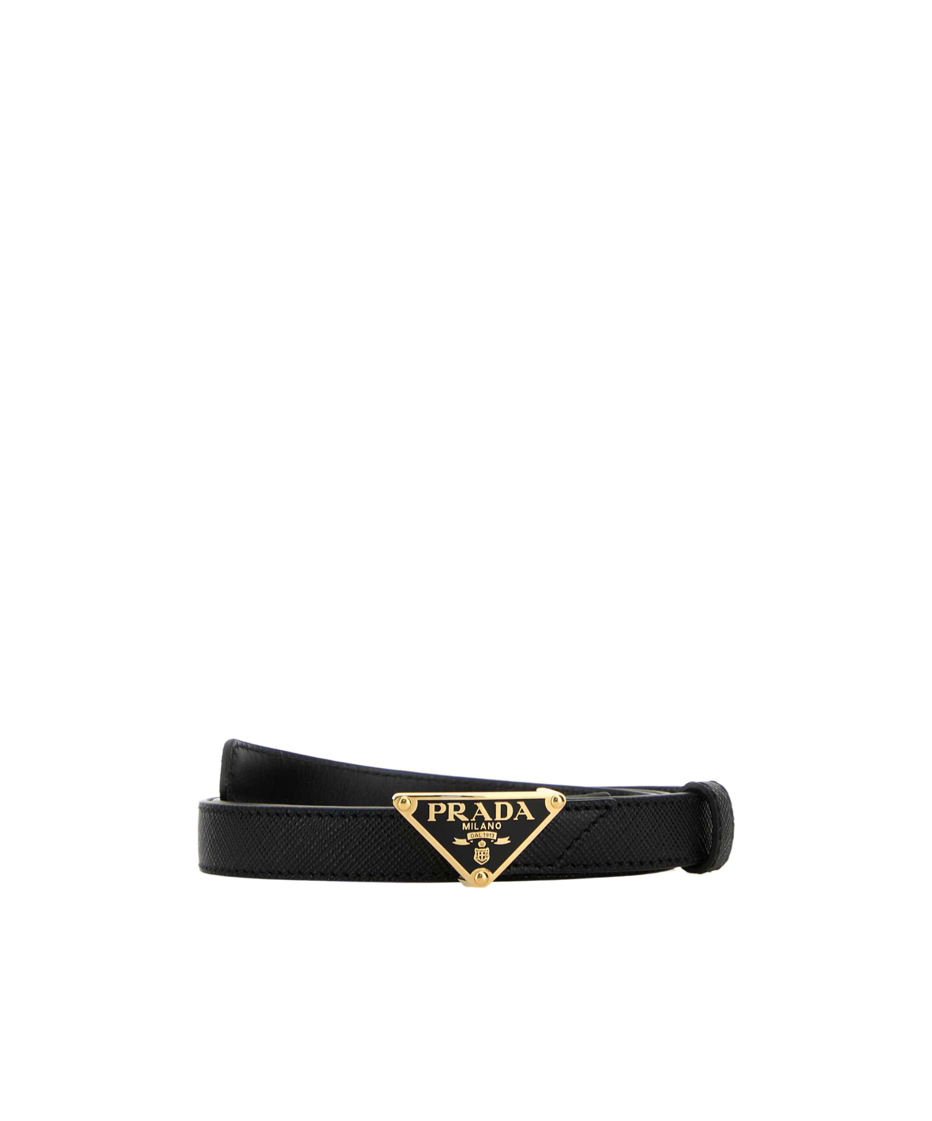 Prada Leather Belt Gold-tone Hardware In Black