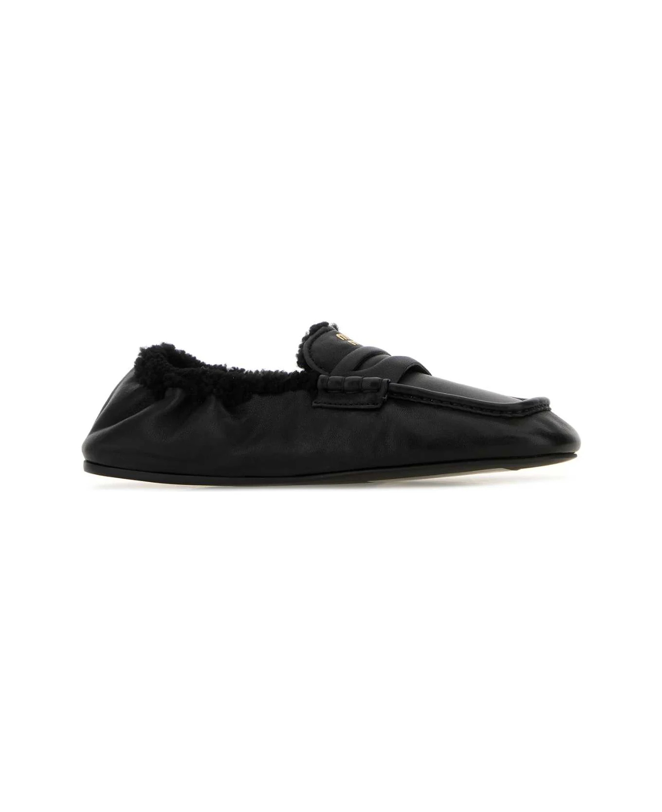 Miu Miu Nappa Leather Round Toe Loafers In Black