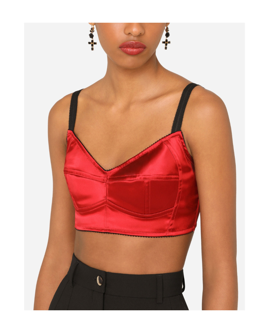 DOLCE & GABBANA LONGLINE UNDERWIRED SATIN BRA