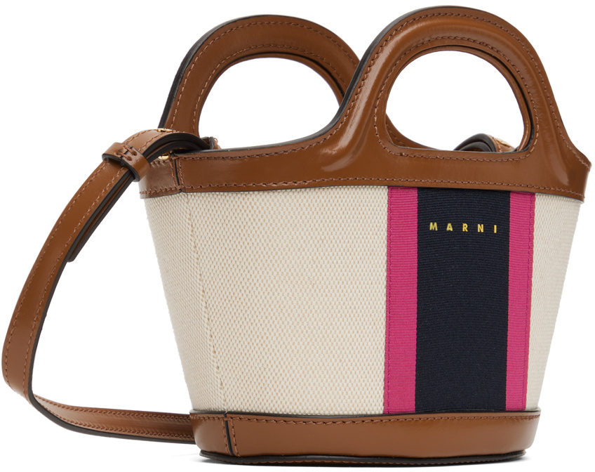 Marni Logo Embroidered Top Handle Bag In Nude