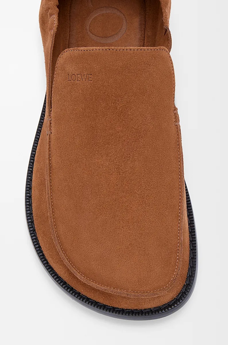 Loewe Mocassini Flex In Pelle Scamosciata Cammello Uomo In Brown