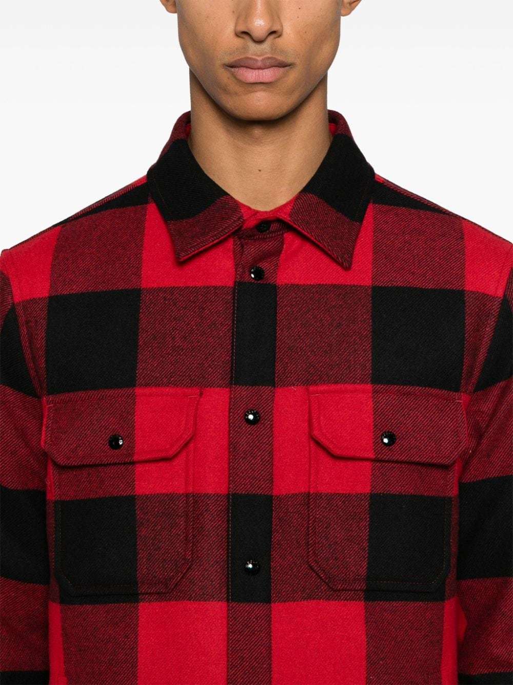 Woolrich Alaskan Wool Check Overshirt In Red