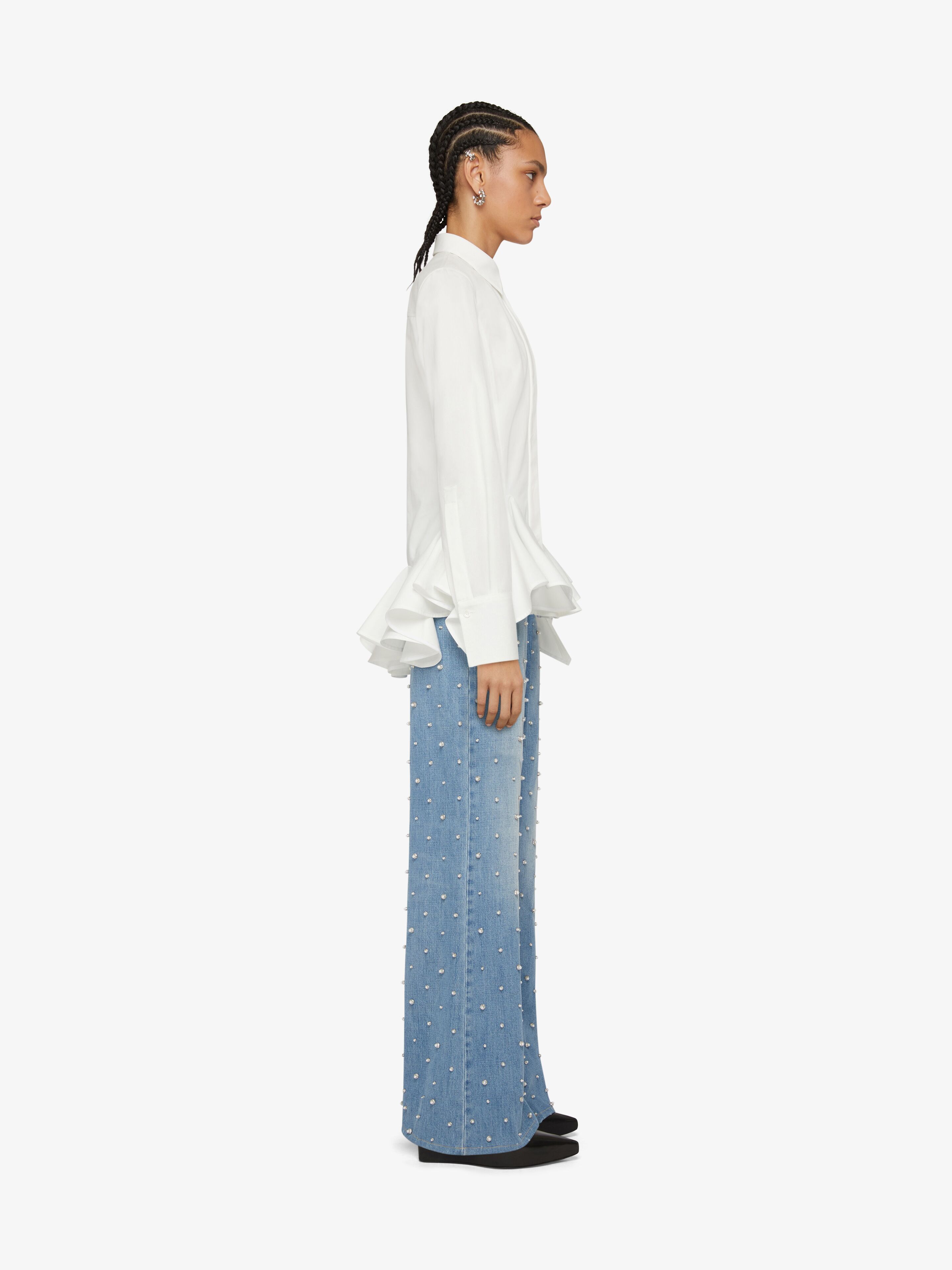 Givenchy Ruffled Peplum-hem Cotton Shirt In White