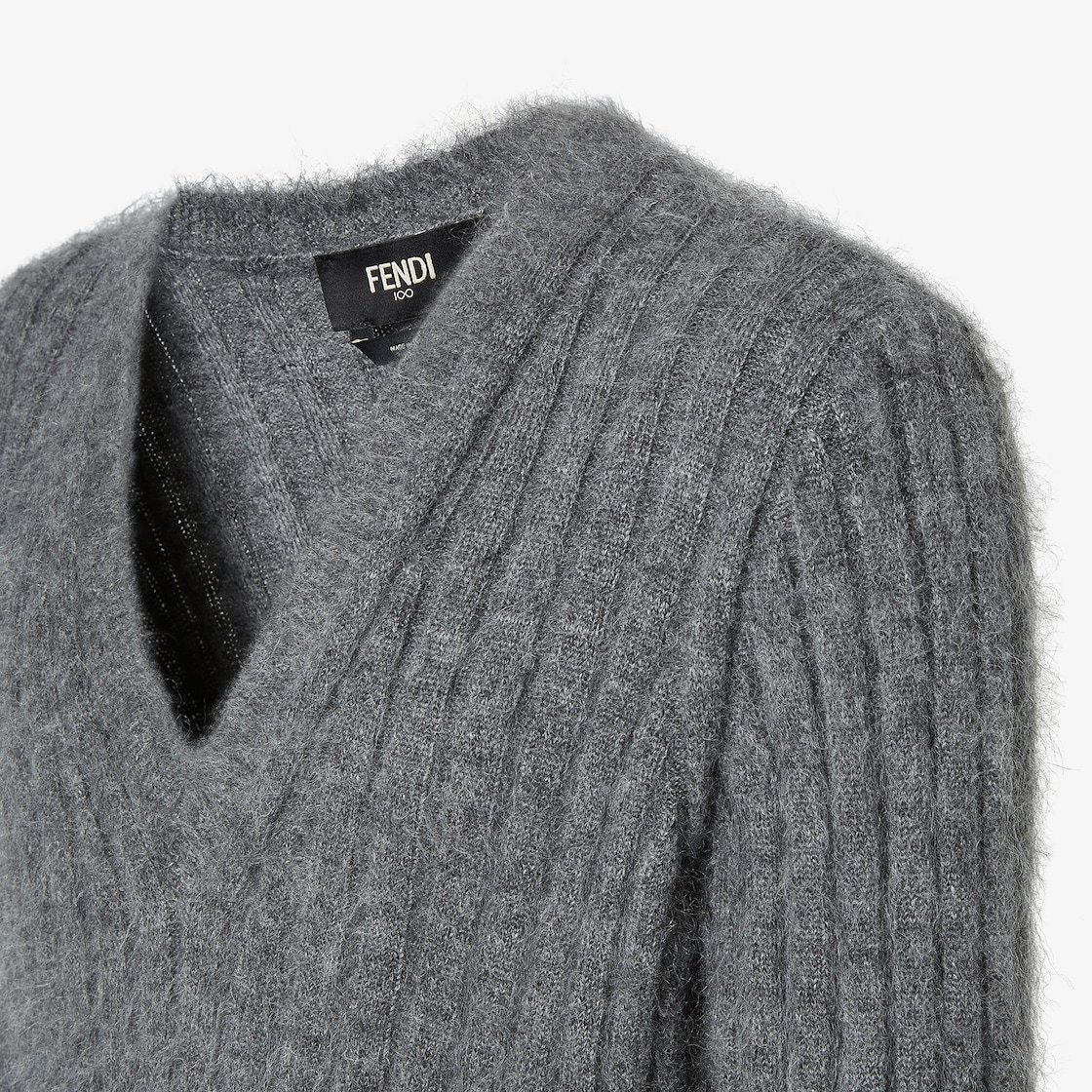 Fendi Dark Grey Stretch Mohair Blend Sweater In Gray