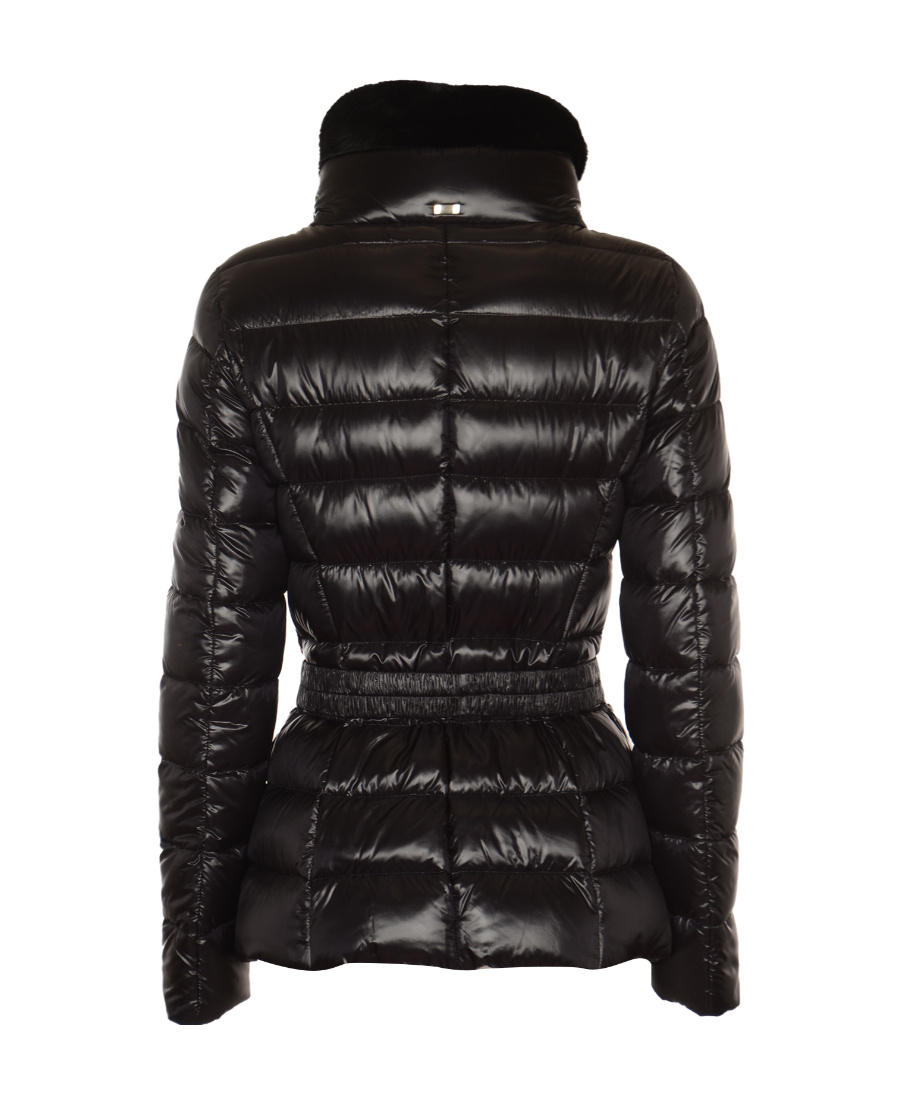 Herno Claudia Faux Fur Collar Down Coat In Black
