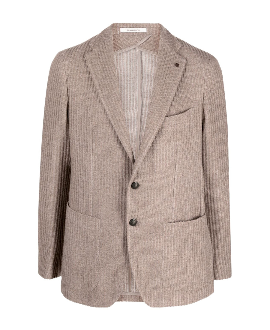 Tagliatore Textured-finish Notched-lapels Buttoned Blazer In Nude