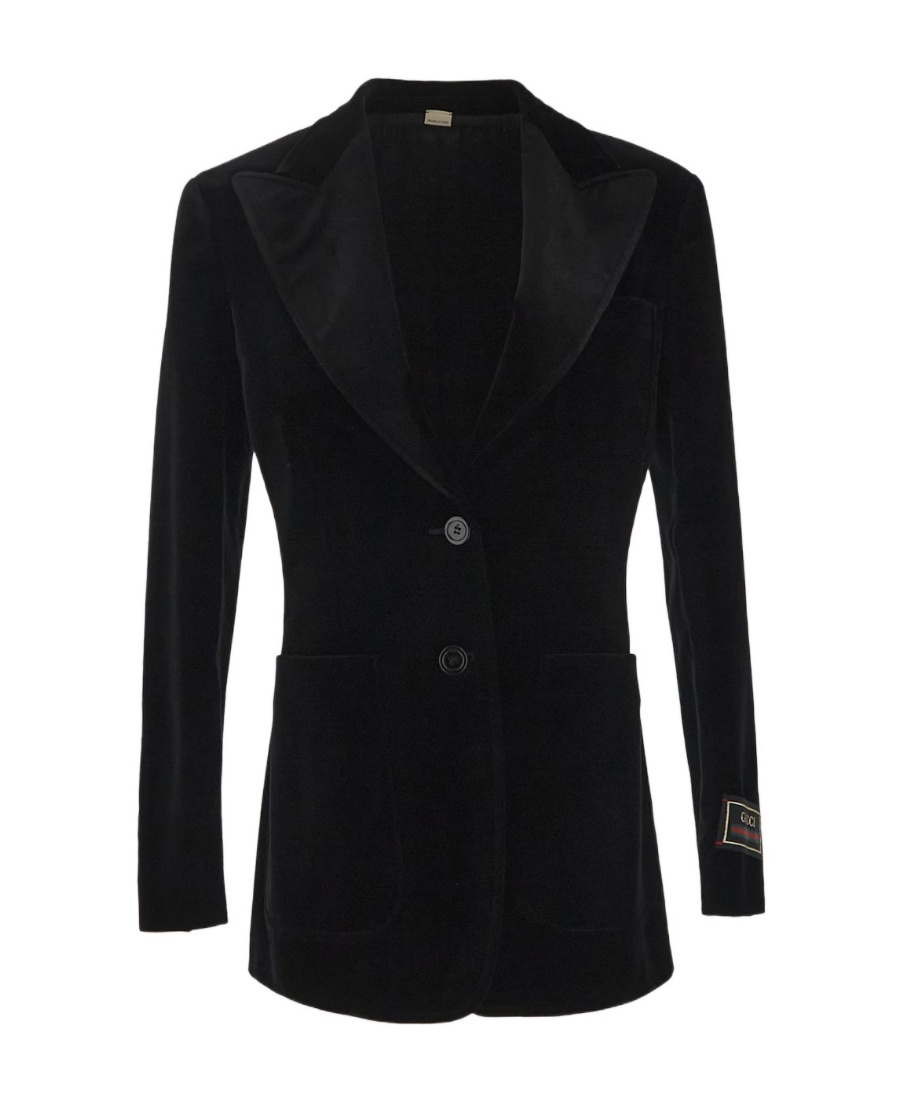 Gucci Single-breasted Velvet Blazer In Black
