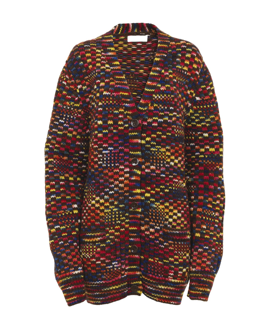 Chloé Generous V Neck Cardigan Multi In Multicolor