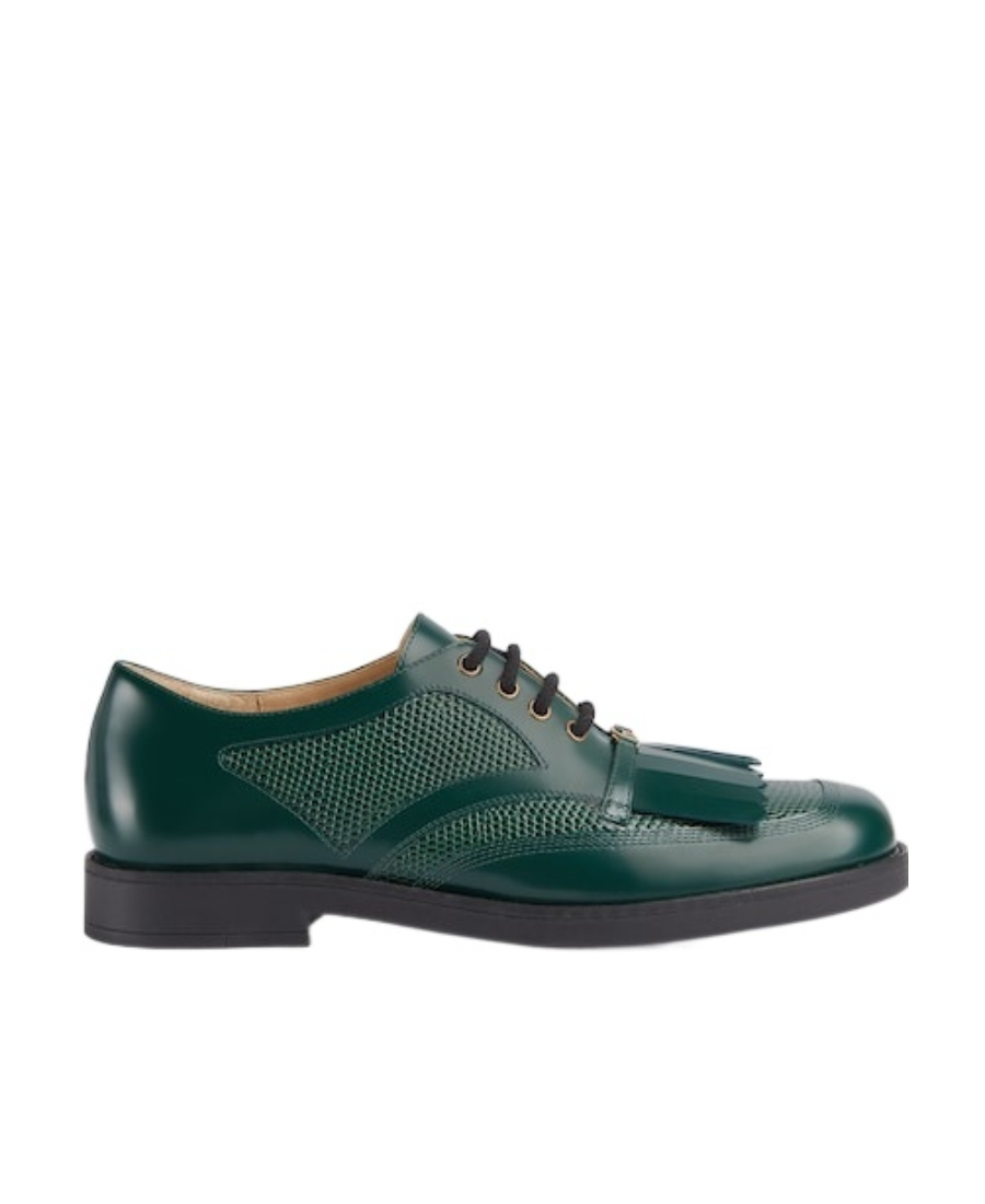 Gucci Lace-up Leather Shoes In Green