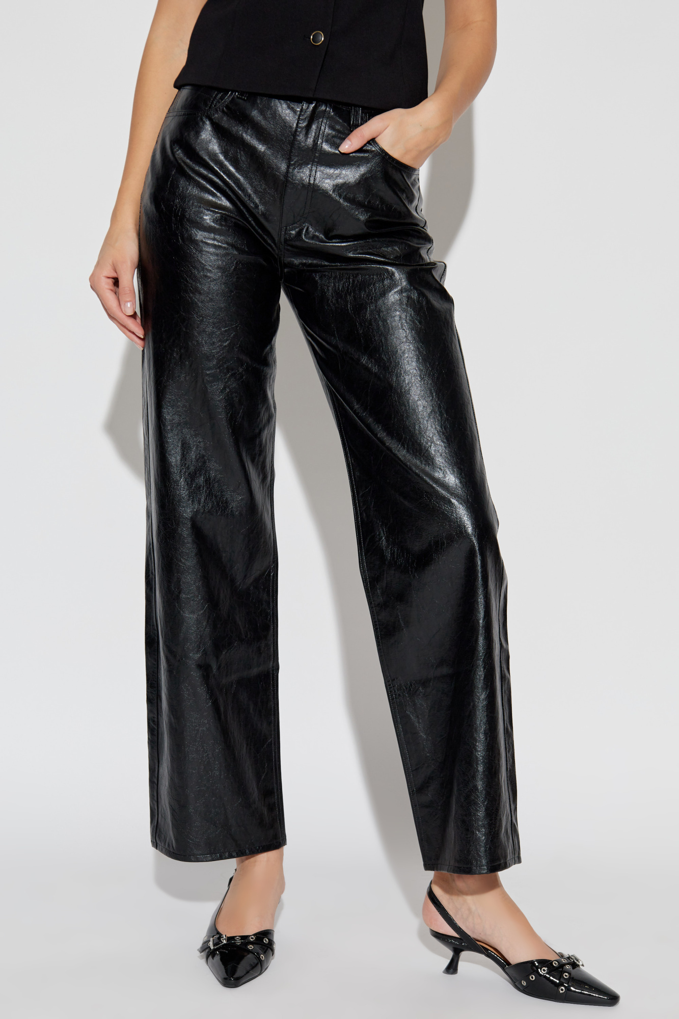 Rag & Bone Shea Faux-leather Trousers In Black