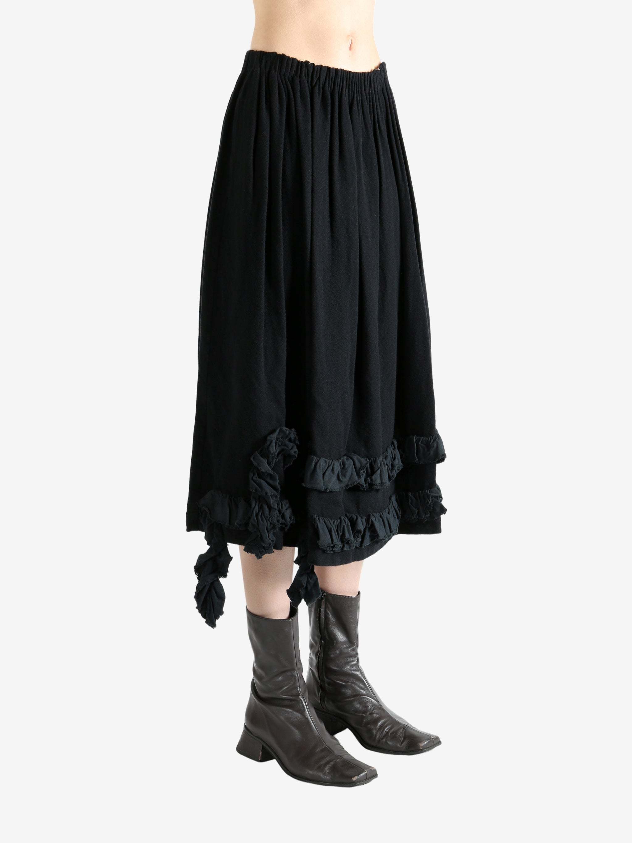 Comme Des Garçons Elastic Waist Midi Skirt In Black
