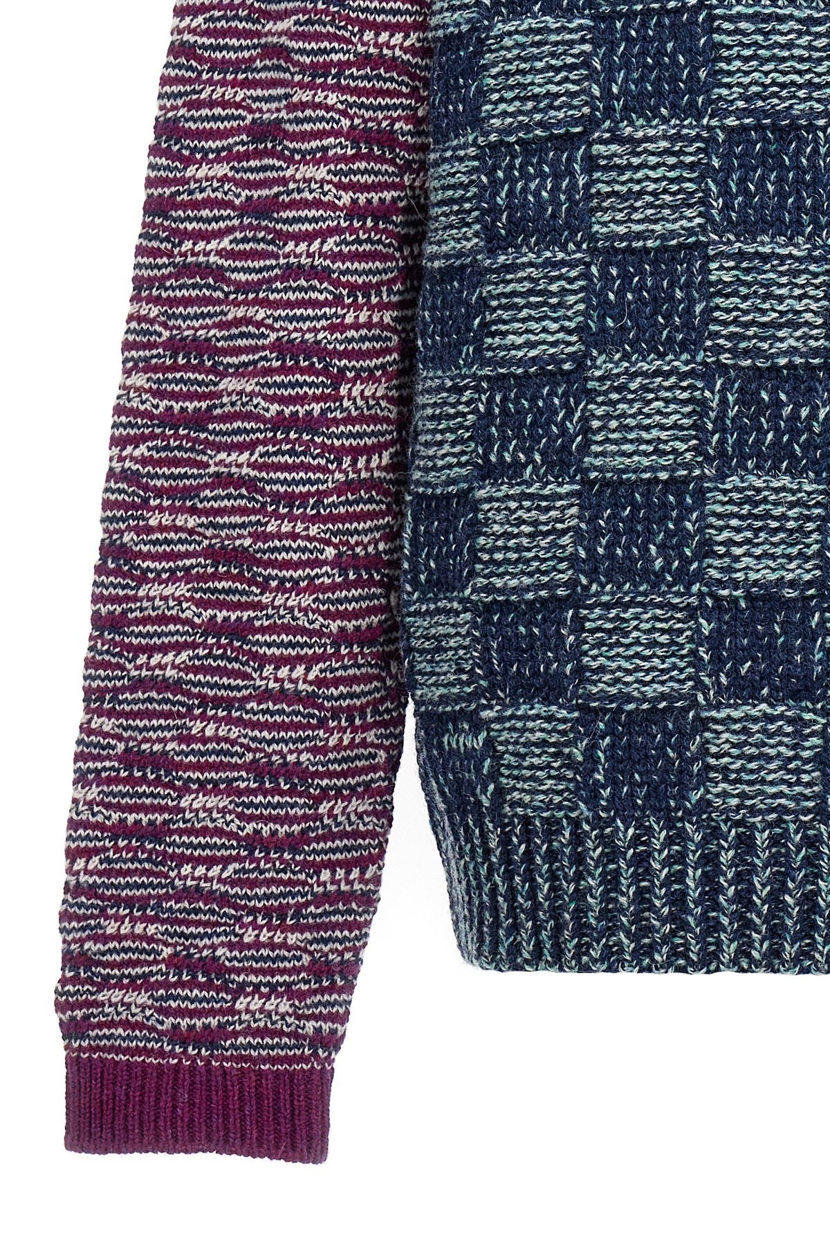 Marni Checked Patchwork Virgin Wool Jumper In Blue
