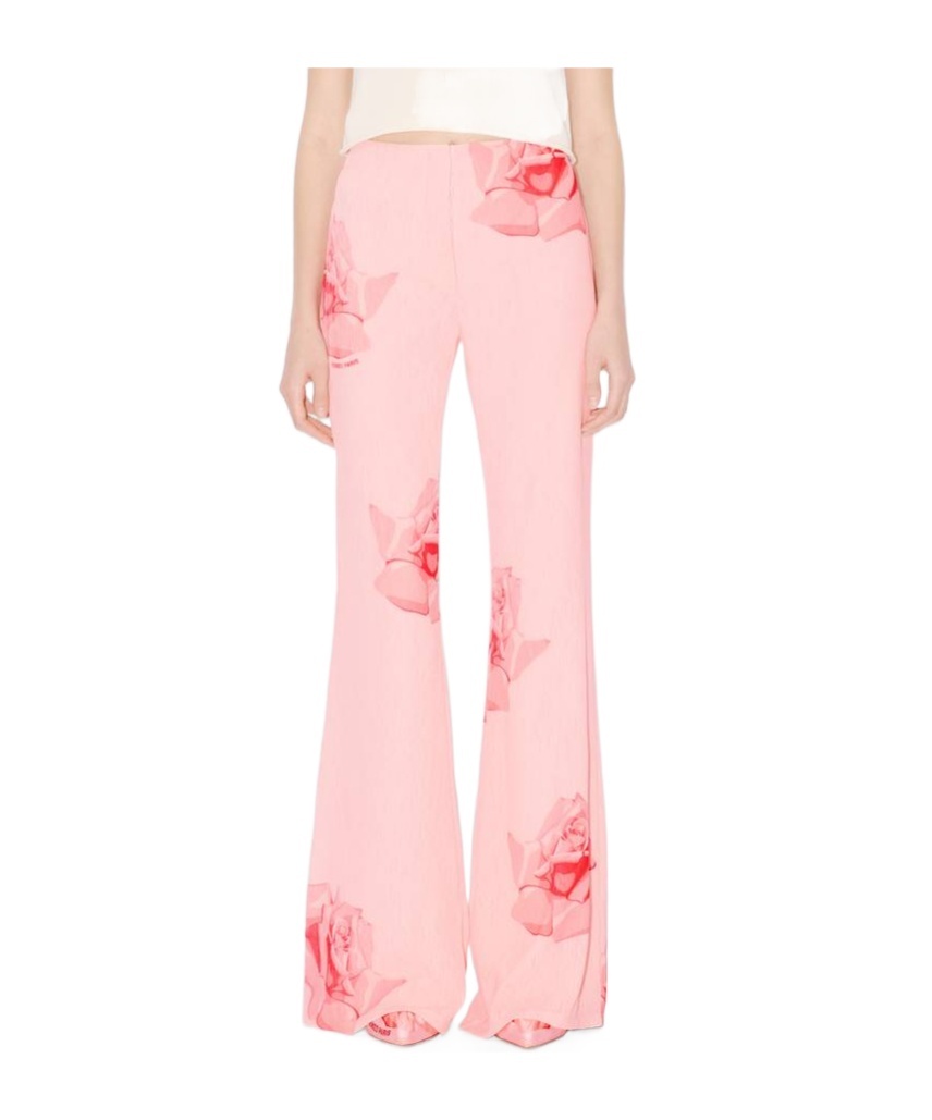 Kenzo Rose Print Flared Pants In Pink